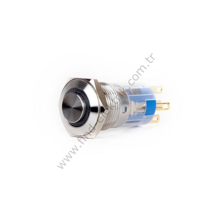 Butto J16-361-E-BD 16mm Metal Mavi LED Işıklı Kalıcı Buton 6-24V DC