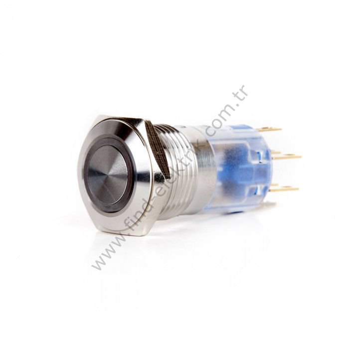 Butto J16-372-E-YD 16mm Metal Sarı LED Işıklı Kalıcı Buton 6-24V DC