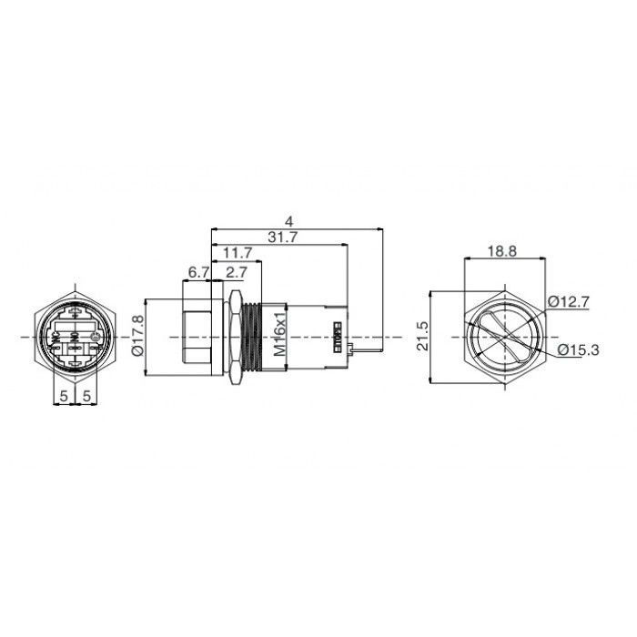 Butto J16-472-2-E-RA2 16mm Metal Kırmızı LED Işıklı 0-1 Kalıcı Mandal Buton 220V AC