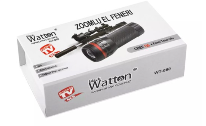 Watton WT-060 Süper Zoomlu Pilli Ledli El Feneri