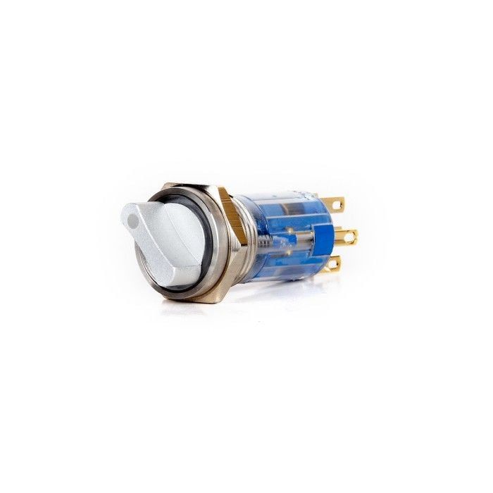Butto J16-472-2-E-WD 16mm Metal Beyaz LED Işıklı 0-1 Kalıcı Mandal Buton 6-24V DC