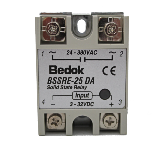 BSSRE-25DA BEDOK 3-32VDC Tetikleme,24-380VAC Çıkış Voltajı,25A Monofaze SOLİD STATE RELAY(SSR Röle)