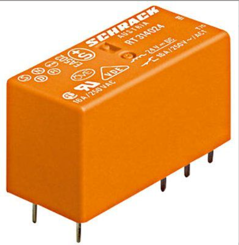 Schrack RT-314524 24V AC 1 Kontak 16 Amper PCB Röle 8 PIN