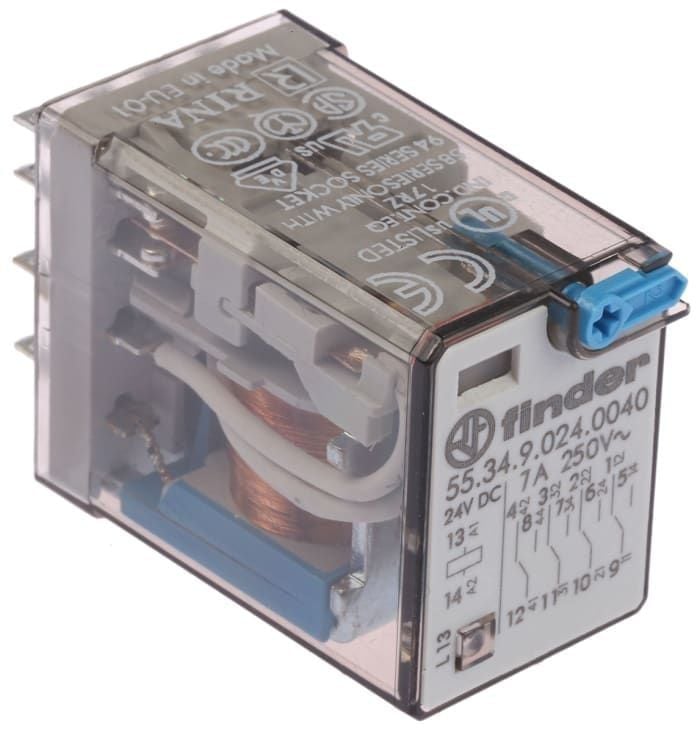 Finder F.55.34.9.024.0040-Genel Kullanımlı 4 Co-7A Kontaklı 24 V DC