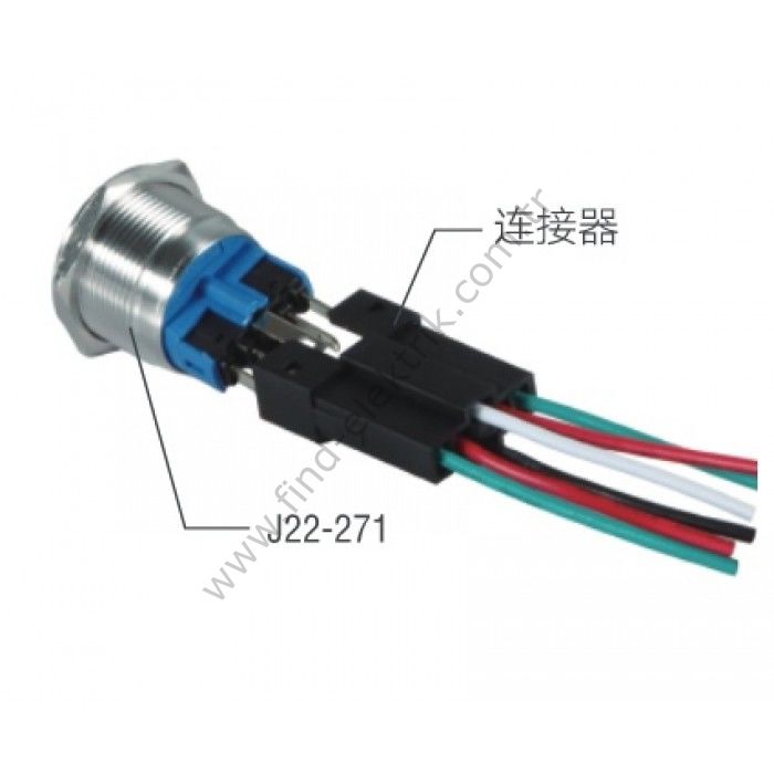 Butto J22-6P-50 22mm Buton Uyumlu Soket 50cm Kablolu