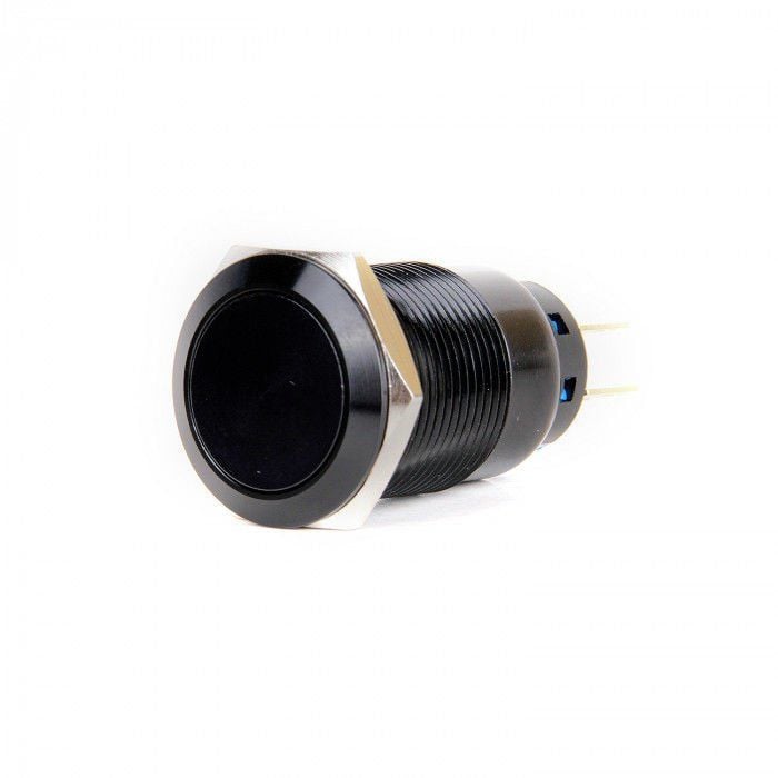 Butto J19-212-AK 19mm Düz Yaylı Siyah Gövde Metal Buton 6-24V DC 220 VAC
