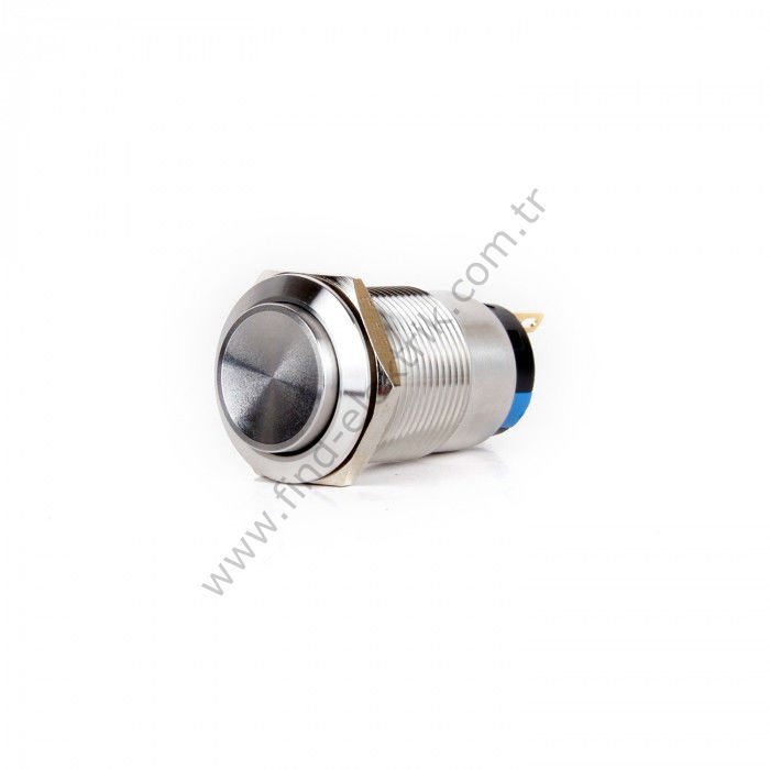 Butto J19-221 19mm Çıkık Yaylı Metal Buton 6-24V DC 220V AC