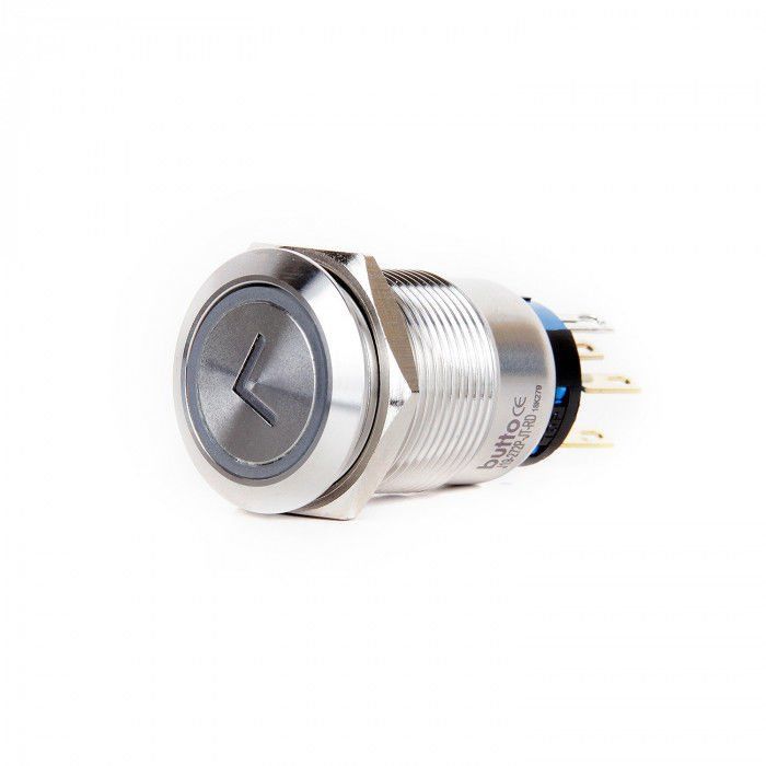 Butto J19-272-JT-RD 19mm Metal Kırmızı Led Işıklı Yön (Ok) Logo Yaylı Buton 6-24V DC
