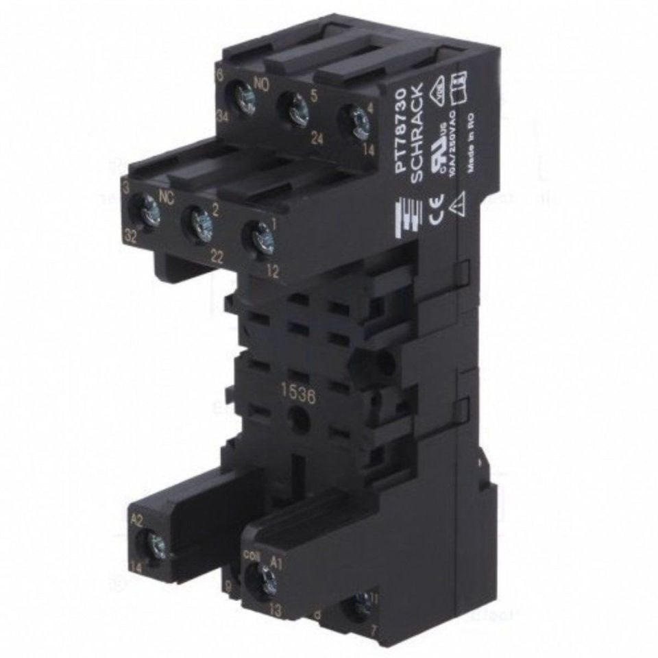 Schrack PT-78730 11 PIN 3 Kontak Röleler İçin Ray Tipi Soket Vidalı Bağlantı