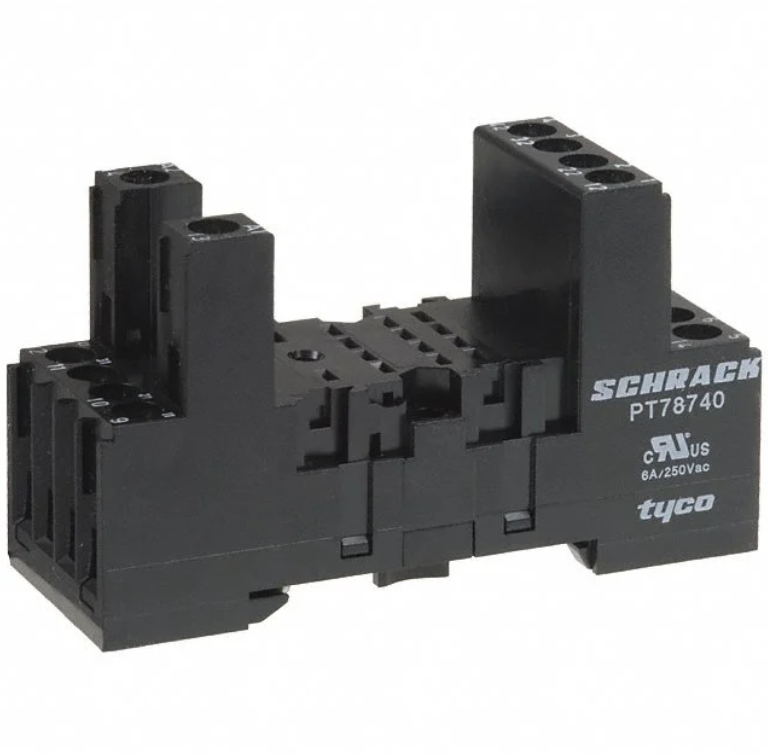 Schrack PT-78740 14 PIN 2/4 Kontak Röleler İçin Ray Tipi Soket Vidalı Bağlantı