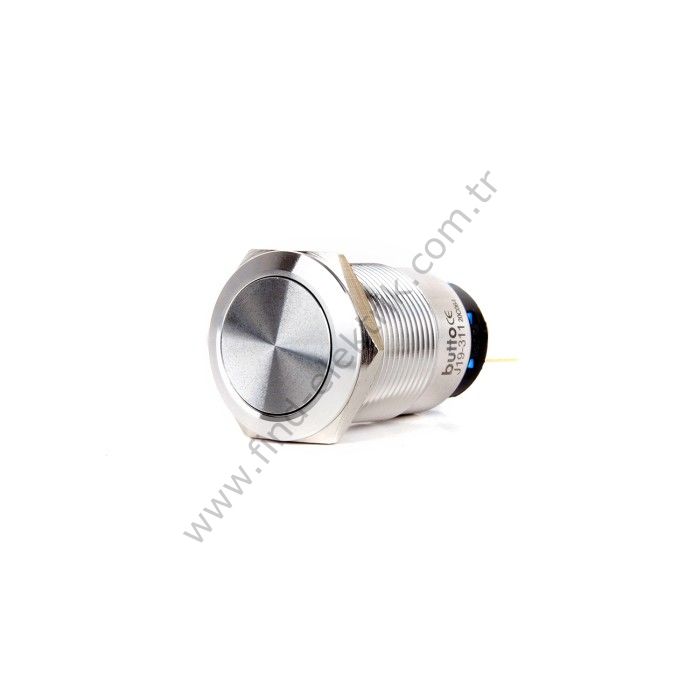 Butto J19-311 19mm Düz Kalıcı Metal Buton 6-24V DC 220V AC