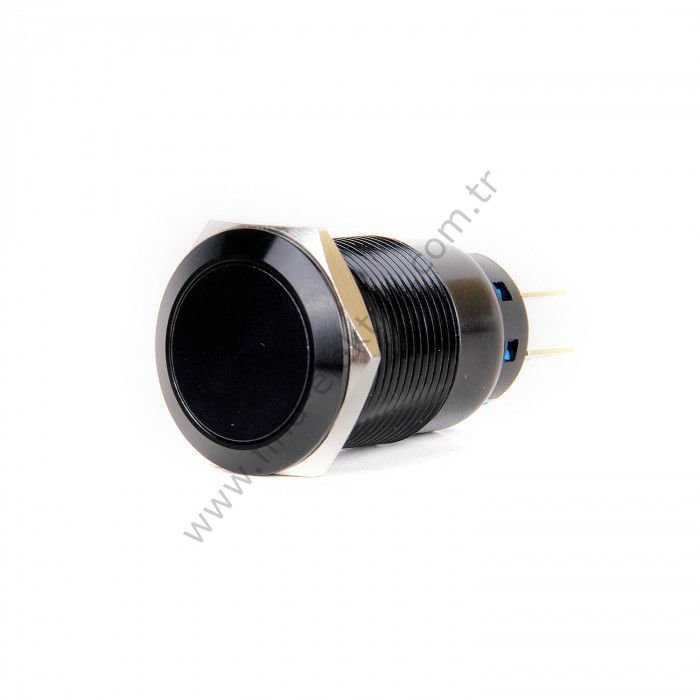 Butto J19-312-AK 19mm Siyah Gövde Kalıcı Metal Buton 6-24V DC 220V AC