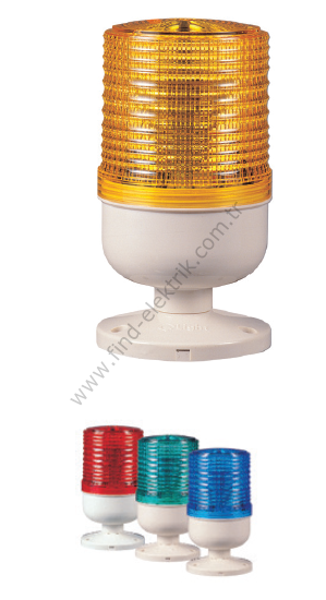 Qlight S80BFK-220-R 220V AC, Flaşör, Dairesel Taban Montaj Kırmızı Renk