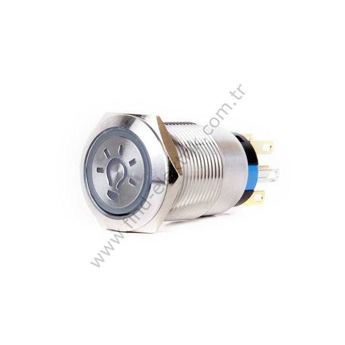 Butto J19-372-L-RD 19mm Metal Kırmızı Led Işıklı Yön (Ok) Logo Kalıcı Buton 6-24V DC