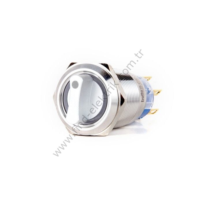 Butto J19-472-0-BD 19mm Metal Mavi LED Işıklı 0-(1) Yaylı Mandal Buton 6-24V DC