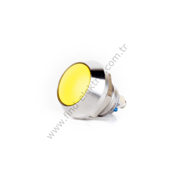 Butto EJ12-231-AY 12mm Işıksız Bombeli Sarı Kafa Yaylı Buton ıp67