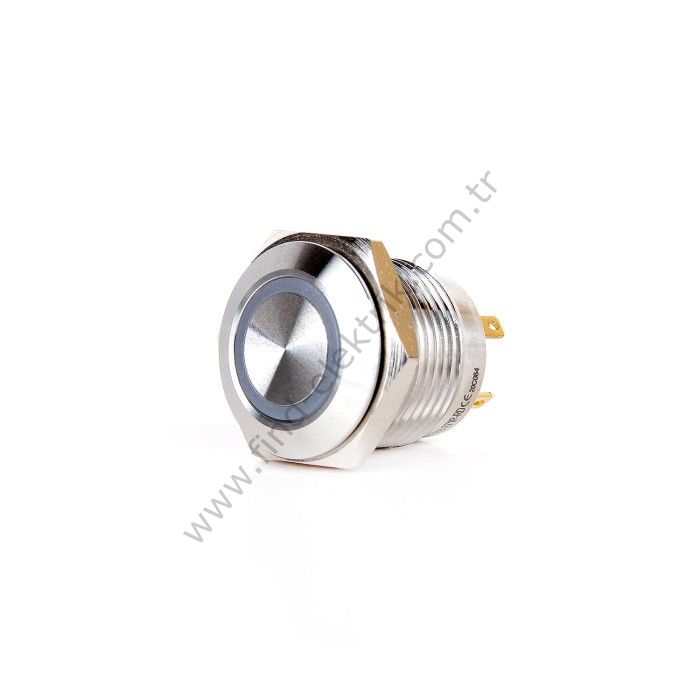Butto EJ16-271P-RD 16mm Düz Yaylı Kırmızı Işıklı Kısa Gövde Metal Buton 6-24V AC/DC