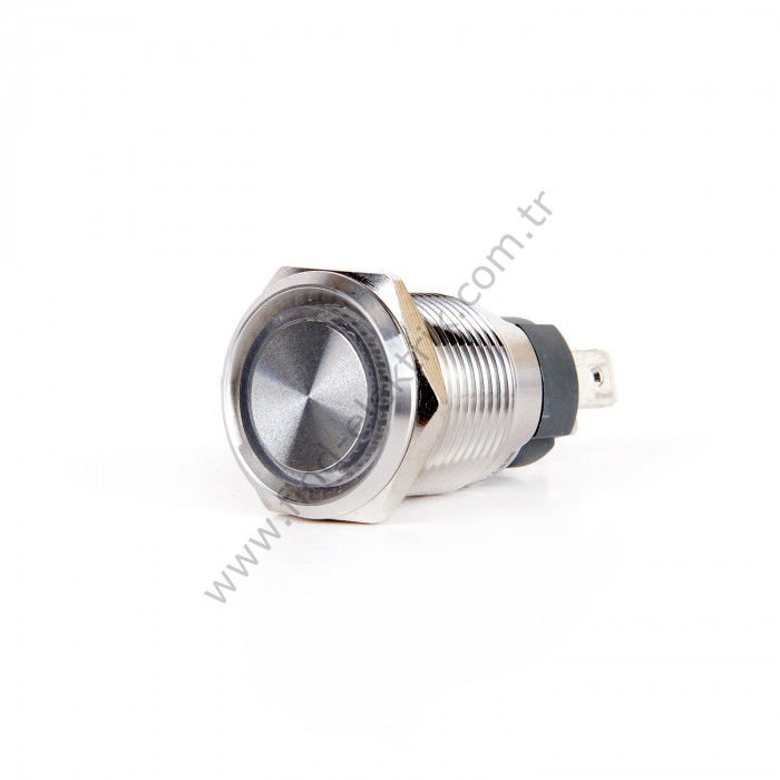 Butto J16-C-271-WD 16mm Yüksek Amper (20A) Metal Beyaz LED Işıklı Yaylı Buton 12-24V DC