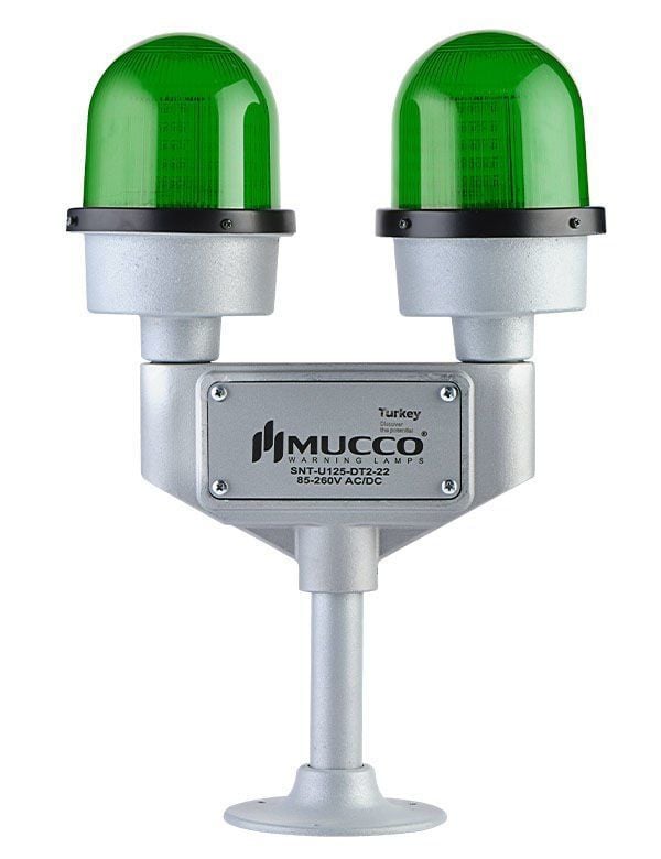 Mucco SNT-U125-DT2-22-2 İki Kollu Uçak İkaz Lambası 85-260V AC/DC
