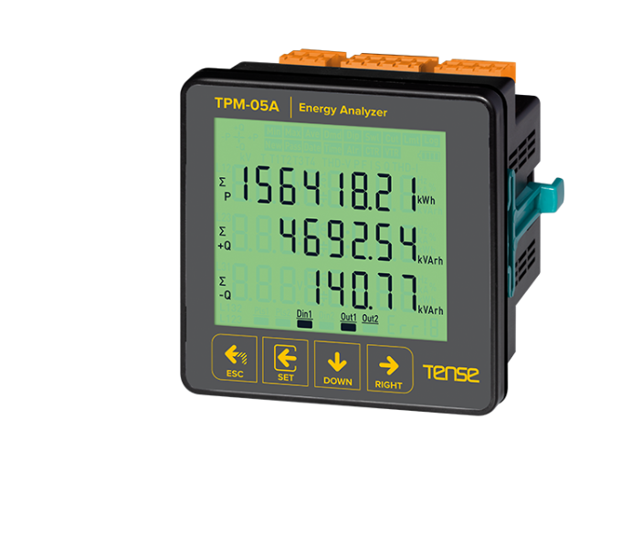 Tense TPM-05A Haberleşmeli, 71.5×61.5 Cam LCD Ekranlı Enerji Analizörü