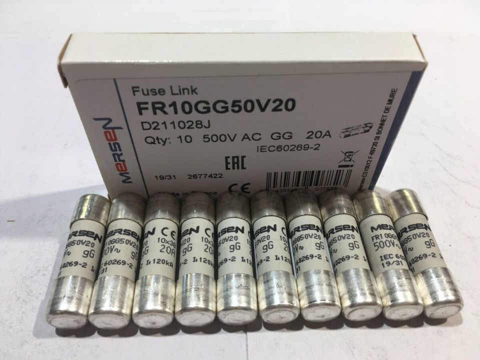 Mersen FR10GG50V20 Porselen Gecikmeli Sigorta GG 10X38 20A  500V
