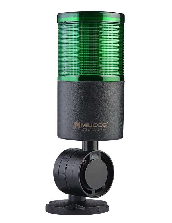 Mucco SNT-7022-FB1-2-D Yeşil Devrilme Aparatlı Işıklı Kolon Buzzer Flaşör 40-260V AC/DC