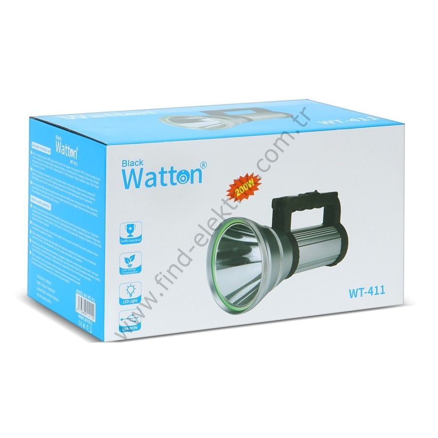 Watton WT-411 200W Güçlü Şarjlı Projektör El Feneri
