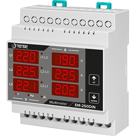 Tense EM-250DIN 6×3 Hane LED Display Ekranlı Direkt Multimetre (250A)