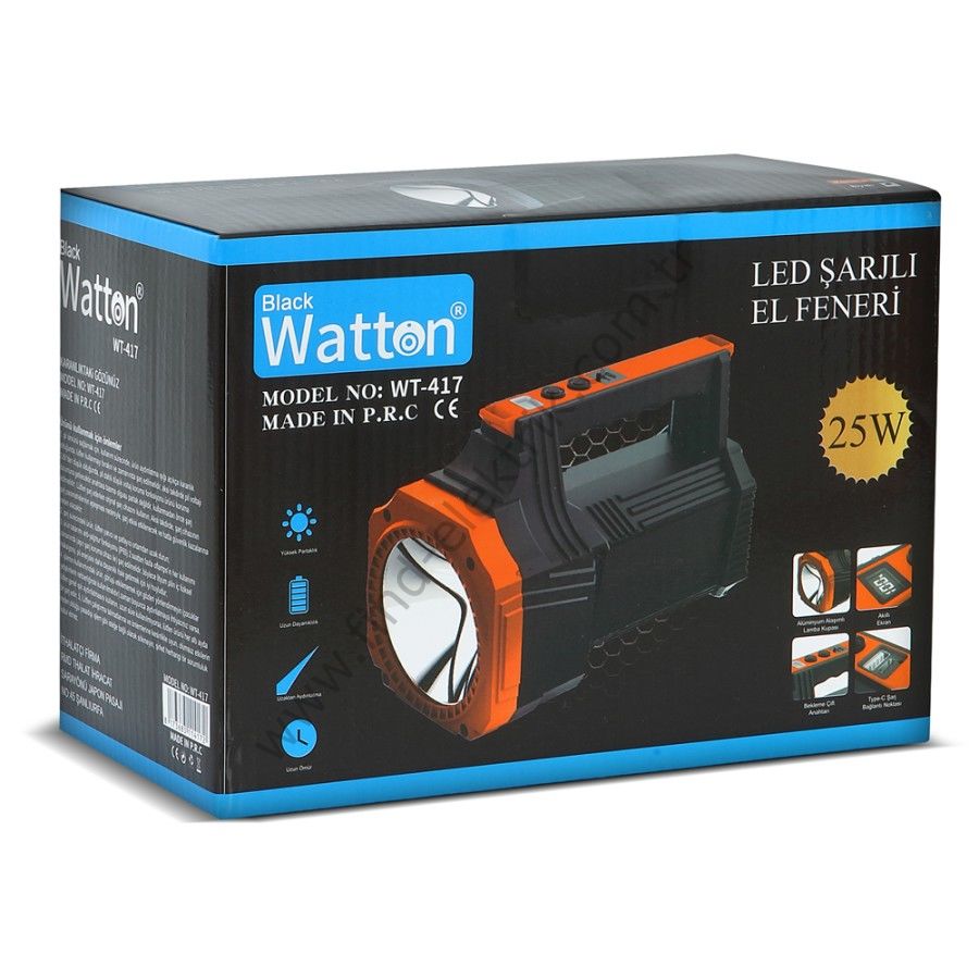 Watton WT-417 25W Led Şarjlı El Feneri