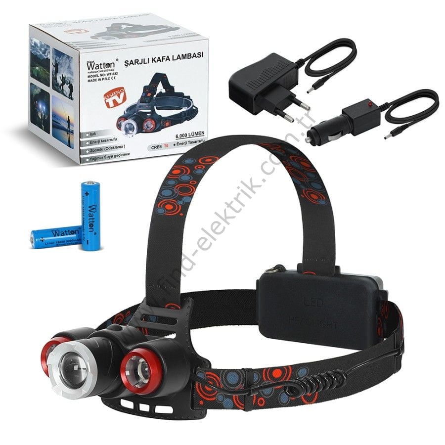 Watton WT-632 6000 Lümen Şarjlı Kafa Lambası