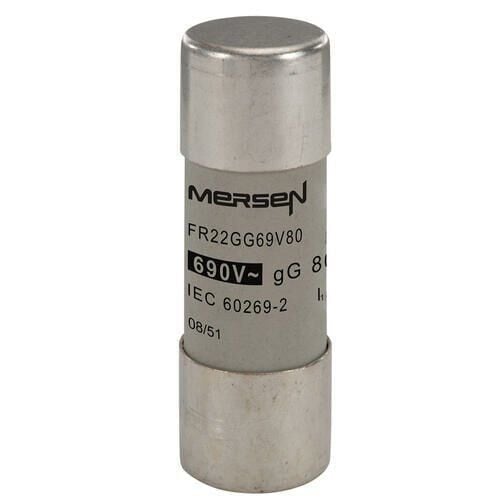 Mersen FR22GG69V80 Porselen Gecikmeli Sigorta GG 22X58 80A  690V