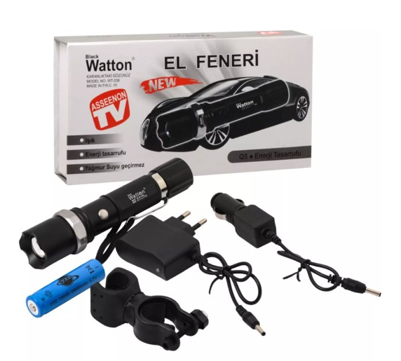Watton WT-038 Zoomlu Şarjlı El Feneri