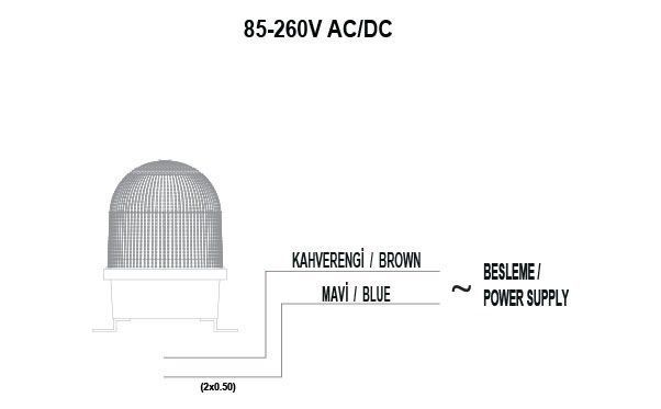 Mucco SNT-D12522-B-5 D Serisi Endüstriyel Buzzer İkaz Lambası 85-260V AC/DC