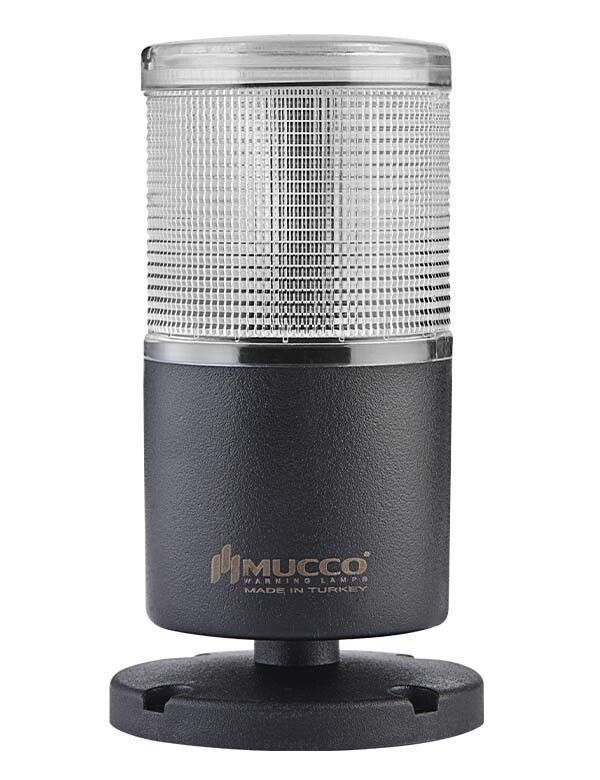 Mucco SNT-7022-DB1-5 Beyaz Tabana Montaj Işıklı Kolon Buzzer Döner 40-250V AC/DC