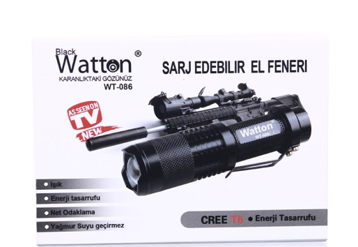 Watton WT-086 Orjinal 800 Lümen T6 Şarjlı El Feneri