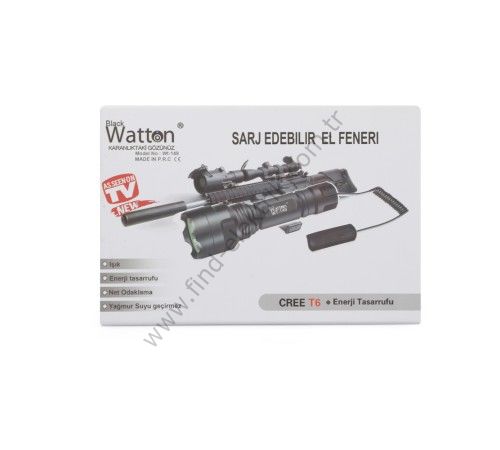 Watton WT-149 Güçlü Tüfek Aparat Uyumlu Şarjlı Fener