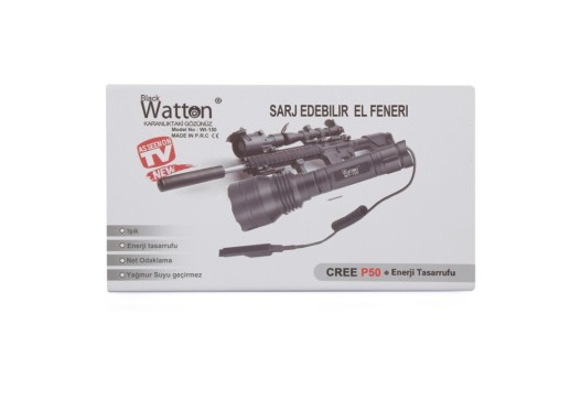 Watton WT-150 Profesyonel P50'Led 3.000 Lümen Şarjlı Av Feneri