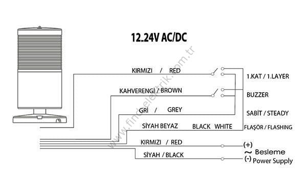 Mucco SNT-7013-F1-5-D Beyaz Devrilme Aparatlı Işıklı Kolon Flaşör 12-24V AC/DC
