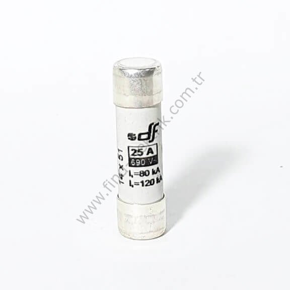 Df 421025 Porselen Gecikmeli Sigorta GG 14X51 25A 500V (Kutu 10 Adet)