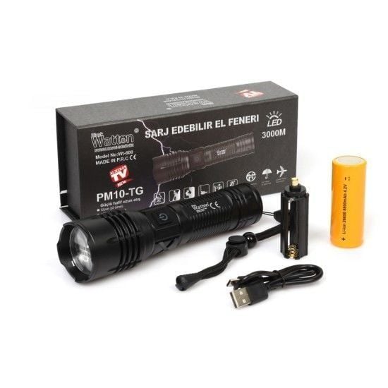 Watton WT-600 3000 Lümen Güçlü El Feneri