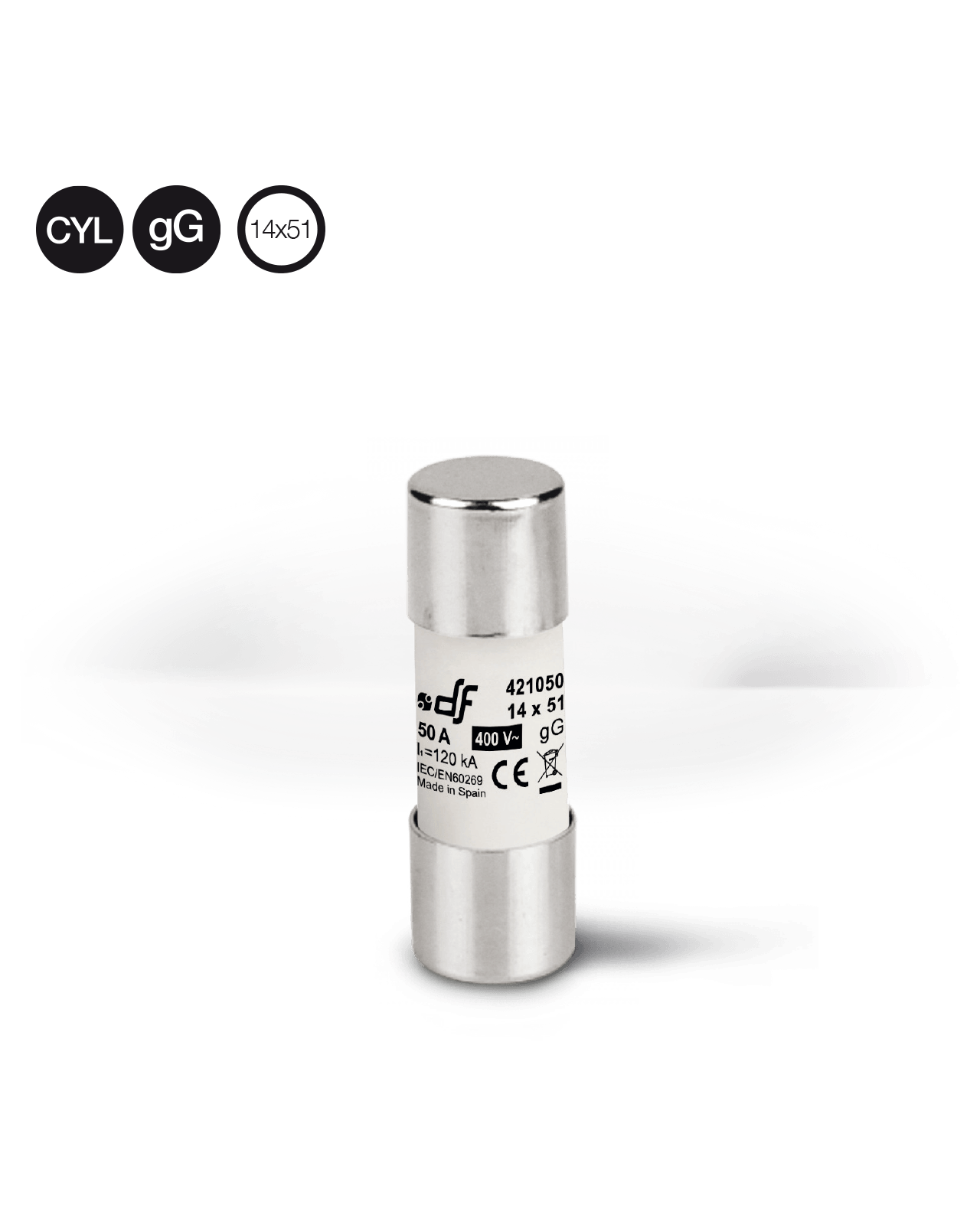 Df 421050 Porselen Gecikmeli Sigorta GG 14X51 50A 500V (Kutu 10 Adet)