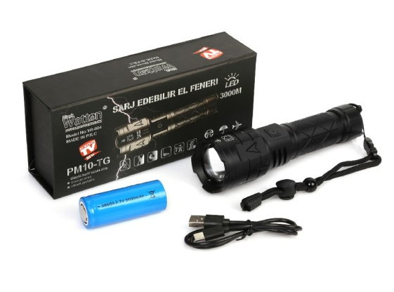 Watton WT-604 3000 Lümen Güçlü El Feneri