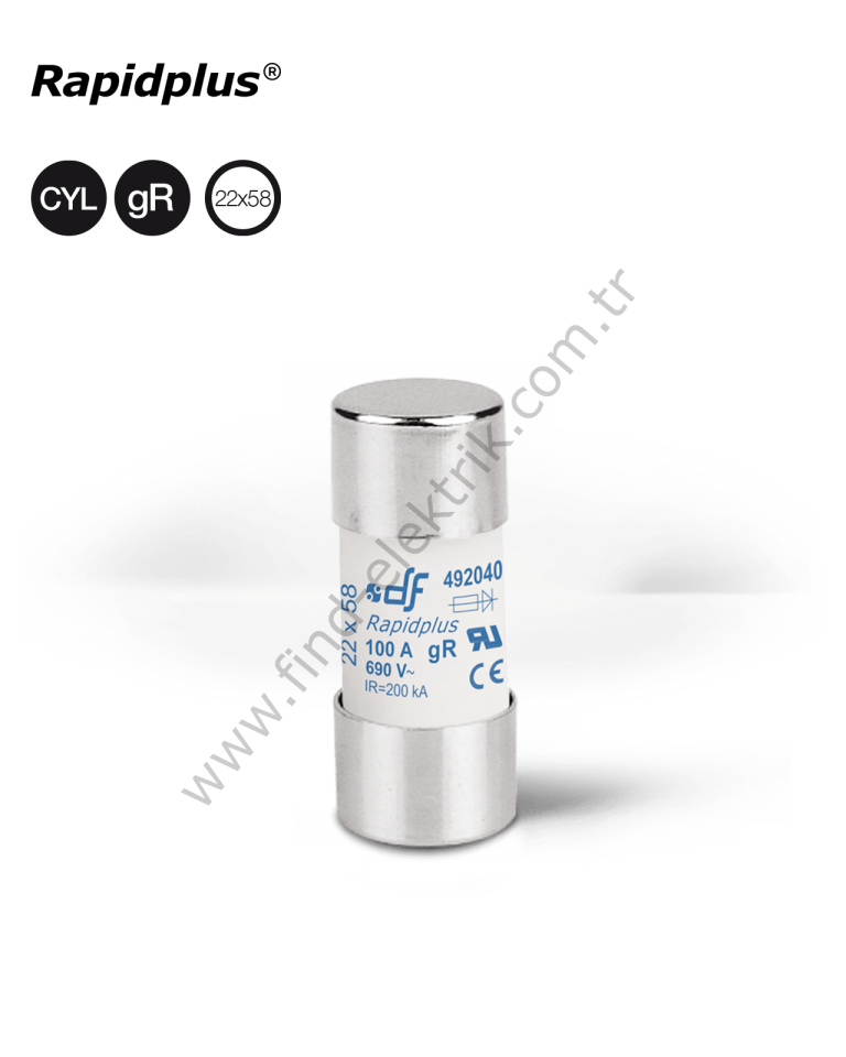 Df 492038 Porselen Hızlı Sigorta 22X58mm,690V, 63A (Kutu 10 Adet)