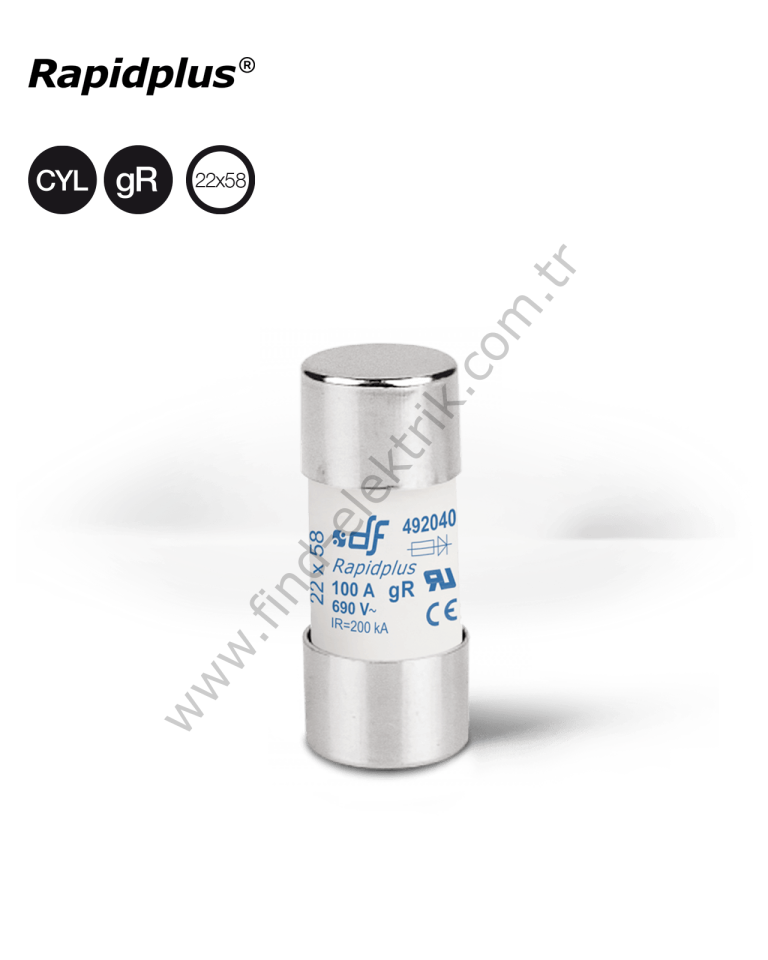 Df 492040 Porselen Hızlı Sigorta 22X58mm,690V, 100A (Kutu 10 Adet)