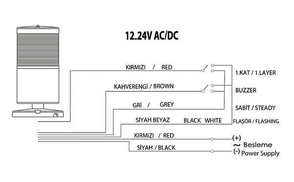 Mucco SNT-7013-D1-3-D Sarı Devrilme Aparatlı Işıklı Kolon Döner 12-24V AC/DC
