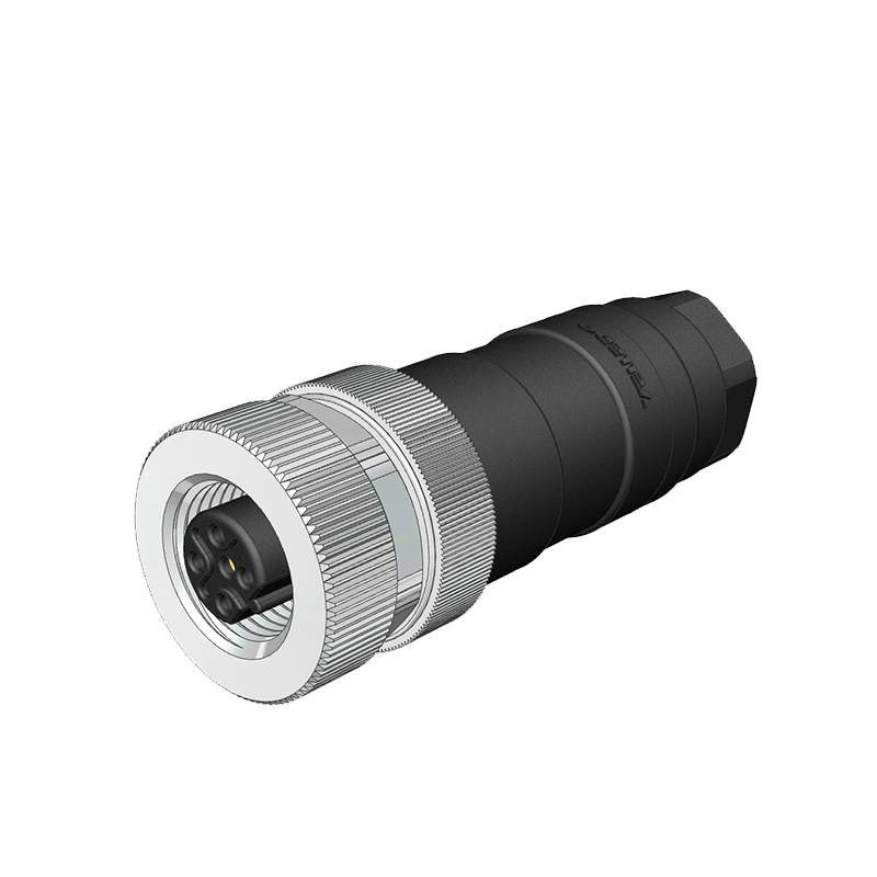 M12 B Code 5 Pin Dişi Düz Konnektör - Velledq M12-BF05T