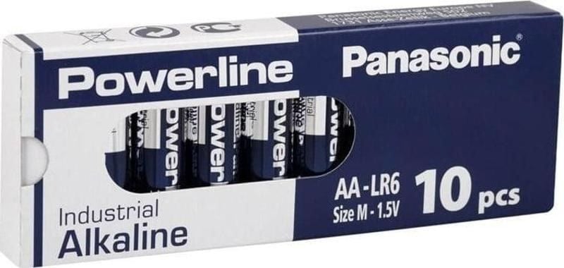 Panasonic - Powerline - LR6AD/10BB - 1.5 V - AA- Alkaline Pil (Kalem Pil) - 10'lu Kutu