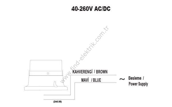 Mucco SNT-M725-S-3 70 Serisi Mini Tepe Lambası Sabit 24V DC Sarı Işık