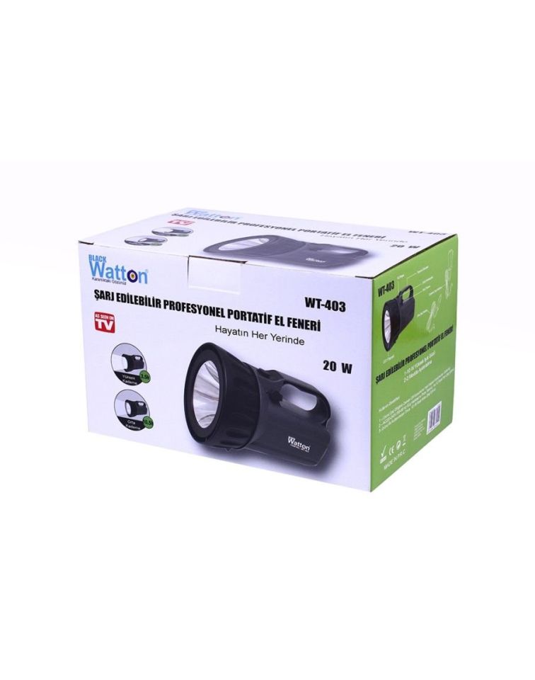 Watton WT-403 Şarj Edilebilir Profesyonel Portatif El Feneri