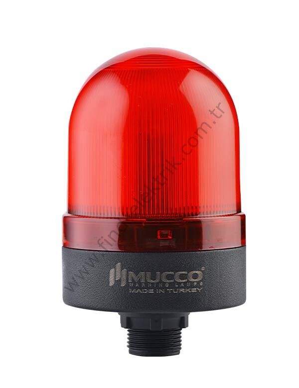 Mucco SNT-S715-FB-1 70 Serisi Somun Bağlantılı Tepe Lambası Buzzer Flaşör 24V DC Kırmızı Işık